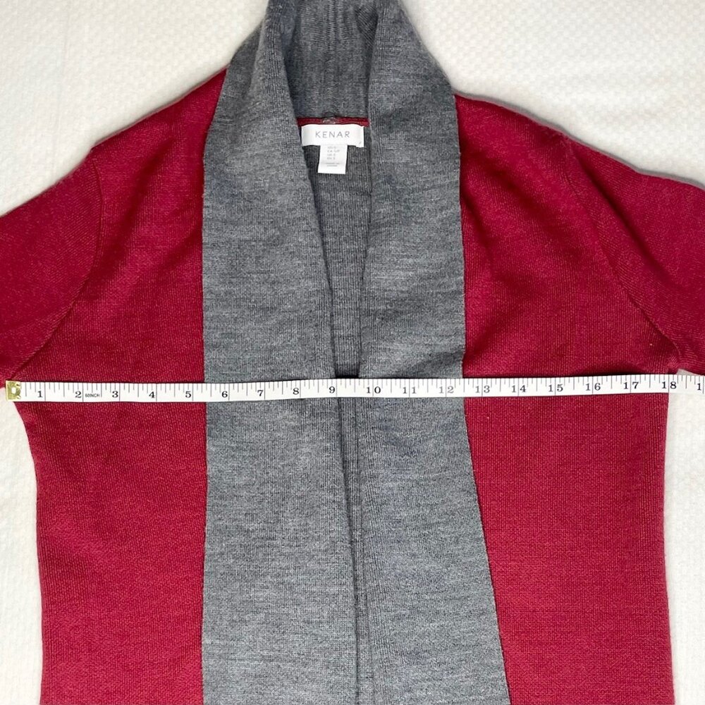 Kenar Red and Gray Open Front Cardigan – Size Small - Picture 7 of 11
